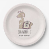 キュートラマプリンセスクラウン付き誕生日 ペーパープレート (正面)