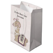 キュートラマプリンセスクラウン付き誕生日 ミディアムペーパーバッグ (裏面アングル)