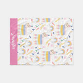 キュートラマレパーソナライズされたインボーベビー子供部屋 フリースブランケット (正面(横))