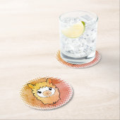 キュートラマ顔ヴィンテージプリントスケッチ ラウンドペーパーコースター (インサイチュ)