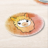 キュートラマ顔ヴィンテージプリントスケッチ ラウンドペーパーコースター (アングル)