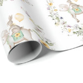 キュートラムバニーワイルドフラワーベビーラビットイースター ラッピングペーパー (ロールコーナー)