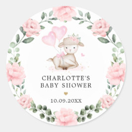 キュートラムピンクフローラリースベビー初めてのクリスマス ラウンドシール