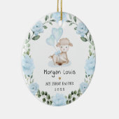 キュートラムブルーフローラリースベビーファーストイースター セラミックオーナメント (右)