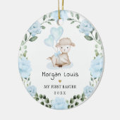 キュートラムブルーフローラリースベビーファーストイースター セラミックオーナメント (左)