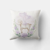 キュートラムベビーシープパープルフローラグリーンリース クッション (裏面)