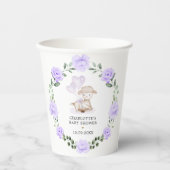 キュートラムベビーシープパープルフローラグリーンリース 紙コップ (正面)