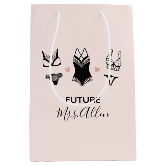 キュートランジェリーブライダルシャワー抱き枕 ミディアムペーパーバッグ (正面)