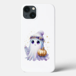 キュートラヴェンダーパープル幽霊ハロウィーンブギ不気味ー iPhone 13ケース
