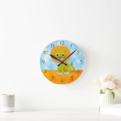 キュートリオンスケッチヴィンテージプリントカスタム ラウンド壁時計 (ホーム)