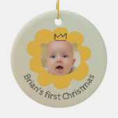 キュートリオンベビー写真名前をカスタムする セラミックオーナメント (裏面)