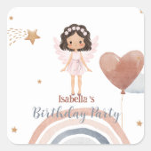 キュートリトルエンジェルアフロガールズバルーン誕生日 スクエアシール (正面)