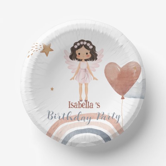 キュートリトルエンジェルアフロガールズバルーン誕生日 ペーパーボウル (正面)