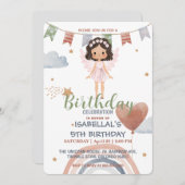 キュートリトルエンジェルアフロガールズバルーン誕生日 招待状 (正面/裏面)