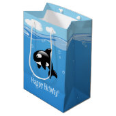 キュートリトルオルカホエールイン海誕生日 ミディアムペーパーバッグ (正面アングル)