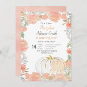 キュートリトルカンプキン秋誕生日オータムパステル 招待状 (正面/裏面)