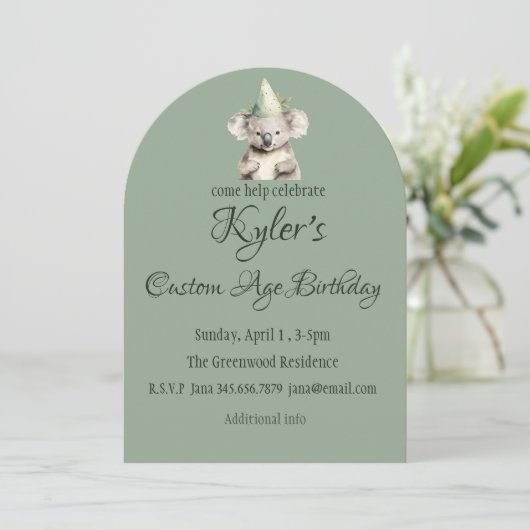 キュートリトルコアラベアオーストラリア動物誕生日 招待状 (スタンド正面)