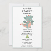 キュートリトルドラゴンボーイ子供の誕生日パーティー 招待状 (正面)