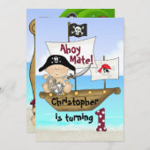 キュートリトルバッカニールパイレーツ第1誕生日招待状 招待状 (正面/裏面)