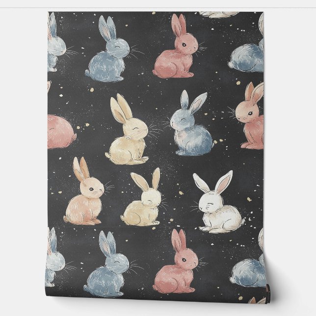 キュートリトルバニーパターンチョークスケッチ 壁紙 (ほどく)