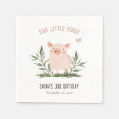 キュートリトルファームピグバタフライ子供の誕生日 スタンダードカクテルナプキン (正面)