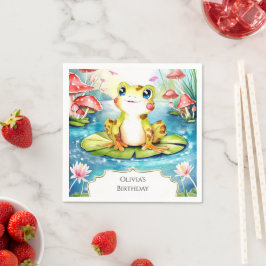 キュートリトルフロッグ誕生日 スタンダードカクテルナプキン