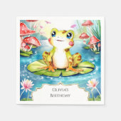 キュートリトルフロッグ誕生日 スタンダードカクテルナプキン (正面)