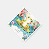 キュートリトルフロッグ誕生日 スタンダードカクテルナプキン (角)