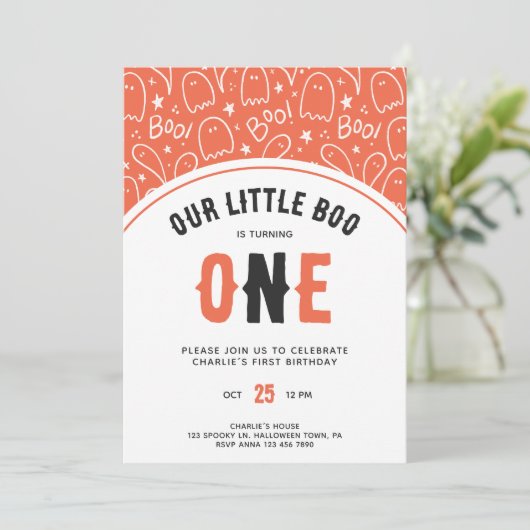 キュートリトルブファースト誕生日ハロウィーン 招待状 (スタンド正面)