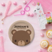 キュートリトルブラウンベア誕生日 ペーパープレート (パーティー)
