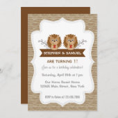 キュートリトルヘッジホッグ誕生日招待状ウッドランド 招待状 (正面/裏面)