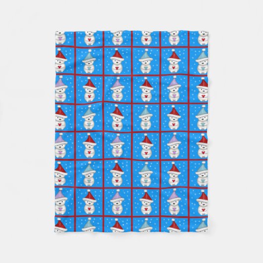 キュートリトルポーラーベアーズホリデーアート フリースブランケット (正面)