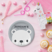 キュートリトルポーラーベア誕生日 ペーパープレート (パーティー)