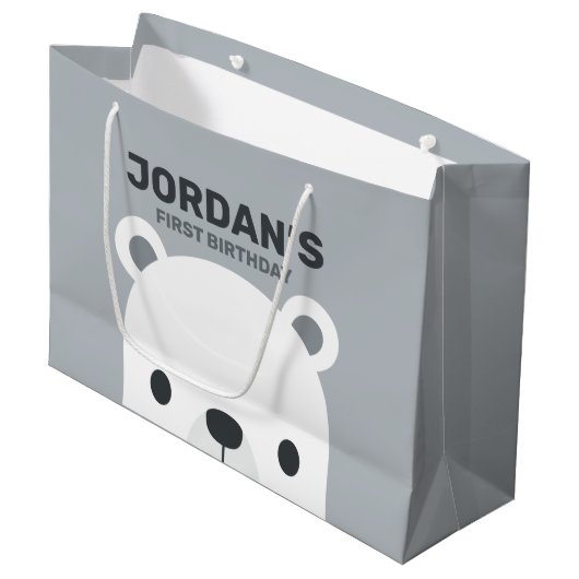 キュートリトルポーラーベア誕生日 ラージペーパーバッグ (正面アングル)