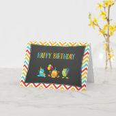 キュートリトルモンスターレインボーハッピーバースデー カード (黄色い花)