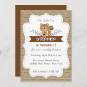 キュートリトルリス誕生日招待状ウッドランド 招待状 (正面/裏面)