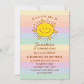 キュートリトルレイオブサンシャインベビーファースト誕生日 招待状 (正面)