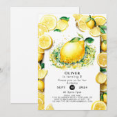 キュートリトルレモン誕生日 招待状 (正面/裏面)