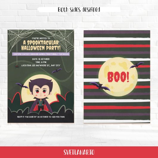 キュートリトルヴァンパイアボーイハローウィンパーティ招待状 招待状