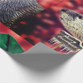 キュートリバーオッターメリークリスマスラッピング紙 ラッピングペーパー (角)