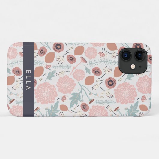 キュートリピースピンククリーム植物性フローラプリント名 Case-Mate iPhoneケース (裏面(横))