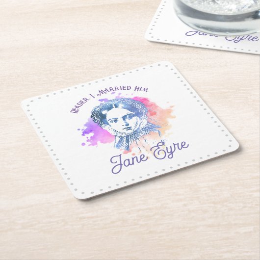 キュートリーダイ結婚したズJane Eyreポートレート スクエアペーパーコースター (アングル)