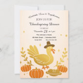 キュートルコおもしろいファミリーサンクスギビング招待状 招待状 (正面)