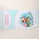 キュートルサマーバケーションガールパーソナライズされたズ ビーチタオル (正面)