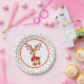 キュートルドルフトナカイ顔マスククリスマスパーティー ペーパープレート (パーティー)