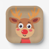 キュートルドルフ赤ノーズトナカイ紙プレート ペーパープレート (正面)