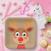 キュートルドルフ赤ノーズトナカイ紙プレート ペーパープレート (パーティー)