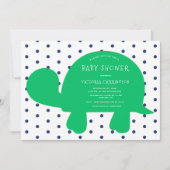 キュートルネイビーブルー水玉模様ベビーシャワー 招待状 (正面)