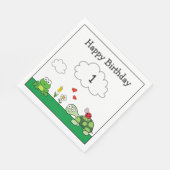 キュートルレディバグフロッグ誕生日ペーパーナプキン スタンダードランチョンナプキン (角)