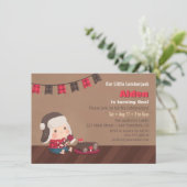 キュートルンバージャックベビーファースト誕生日招待状 招待状 (スタンド正面)